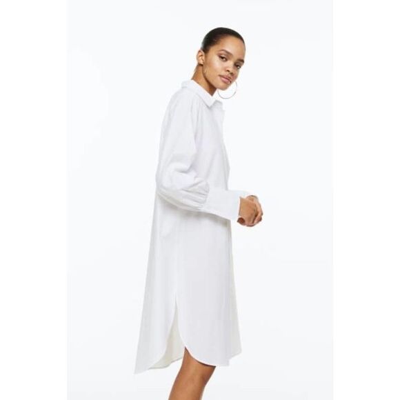 H&M EUC Oversized Button Down Shirt Dress White Size S - Picture 1 of 10